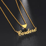 Heart Choker Stainless Steel Name Necklace Personalized Initial Necklaces