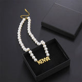 Lemegeton Pearl Necklace Personalized Name Choker Chain Jewelry