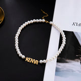 Lemegeton Pearl Necklace Personalized Name Choker Chain Jewelry