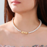 Lemegeton Pearl Necklace Personalized Name Choker Chain Jewelry
