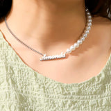 Lemegeton Pearl Necklace Personalized Name Choker Chain Jewelry