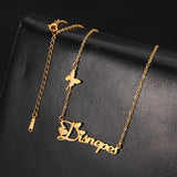 Butterfly Personalized Choker Necklace Stainless Steel Jewelry