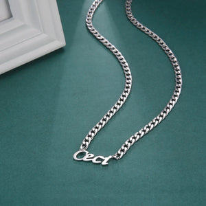 Lemegeton Gothic Name Necklace Cuban Chain Choker Stainless Steel Jewelry