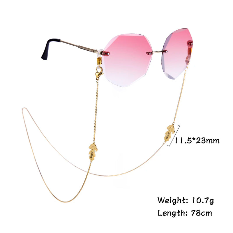 Personalized Kids Name Glasses Chain Engraved Boy Girl Sunglasses Holder Cord