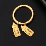 Lemegeton Baby Name Keychain Stainless Steel Engraved Keyring Mom Dad Gift