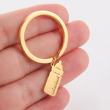 Lemegeton Baby Name Keychain Stainless Steel Engraved Keyring Mom Dad Gift