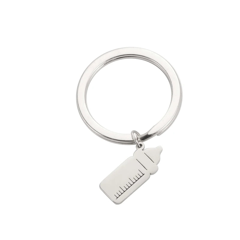 Lemegeton Baby Name Keychain Stainless Steel Engraved Keyring Mom Dad Gift