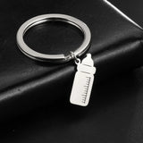 Lemegeton Baby Name Keychain Stainless Steel Engraved Keyring Mom Dad Gift