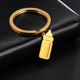 Lemegeton Baby Name Keychain Stainless Steel Engraved Keyring Mom Dad Gift