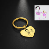 Personalized Kids Drawing Keychain - Engraved Handwriting Family Key Chain