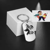Personalized Kids Drawing Keychain - Engraved Handwriting Family Key Chain