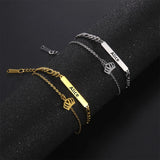 Lemegeton Personalized Crown Name Baby Bracelet Stainless Steel Cuban Chain