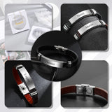 Personalized Family Names Bracelet Men Leather Beads Anniversary Gift