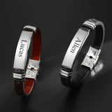 Personalized Family Names Bracelet Men Leather Beads Anniversary Gift