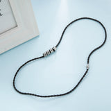 Personalized Family Name Bracelet Leather Stainless Steel Beads