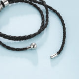Personalized Family Name Bracelet Leather Stainless Steel Beads