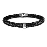 Personalized Family Name Bracelet Leather Stainless Steel Beads