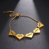 Personalized Heart Name Bracelet Stainless Steel Pendant Engraved Nameplate