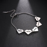 Personalized Heart Name Bracelet Stainless Steel Pendant Engraved Nameplate