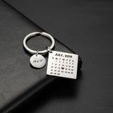 Personalized Calendar Date Key Chain Engraved Stainless Steel Wedding Gift