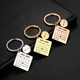 Personalized Calendar Date Key Chain Engraved Stainless Steel Wedding Gift