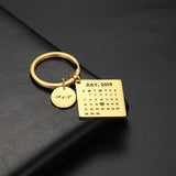 Personalized Calendar Date Key Chain Engraved Stainless Steel Wedding Gift
