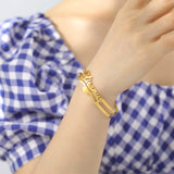 Lemegeton Heart Letter Cuff Bracelet Stainless Steel Jewelry