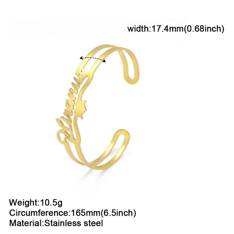 Lemegeton Heart Letter Cuff Bracelet Stainless Steel Jewelry