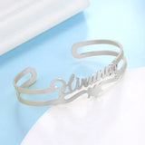 Lemegeton Heart Letter Cuff Bracelet Stainless Steel Jewelry