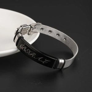 Custom Engraved Name Bracelet Stainless Steel Band