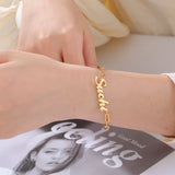 Lemegeton Custom Name Bracelet Steel Chain Initial Jewelry