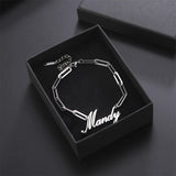 Lemegeton Custom Name Bracelet Steel Chain Initial Jewelry