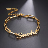 Lemegeton Custom Name Bracelet Steel Chain Initial Jewelry