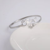 Lemegeton Custom Name Bracelet Heart Star Initial Stainless Steel Bangle
