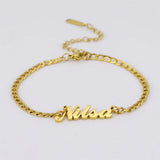 Lemegeton Arabic Name Bracelet Stainless Steel Cuban Chain