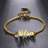 Lemegeton Arabic Name Bracelet Stainless Steel Cuban Chain