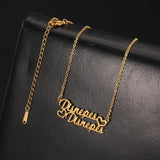 Lemegeton Double Name Necklace Stainless Steel Women Jewelry