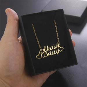 Lemegeton Double Name Necklace Stainless Steel Women Jewelry