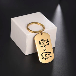 Custom Engraved Name Keychain Handwriting Keyring Family Gift