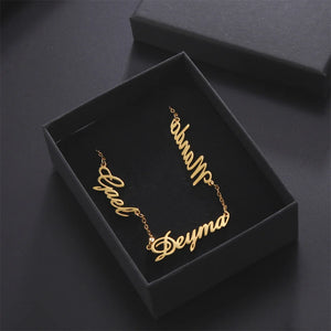 Lemegeton Personalized Family Necklace Stainless Steel Nameplate Pendant