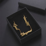Lemegeton Personalized Family Necklace Stainless Steel Nameplate Pendant