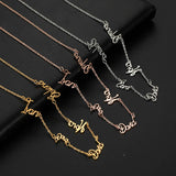 Lemegeton Personalized Family Necklace Stainless Steel Nameplate Pendant