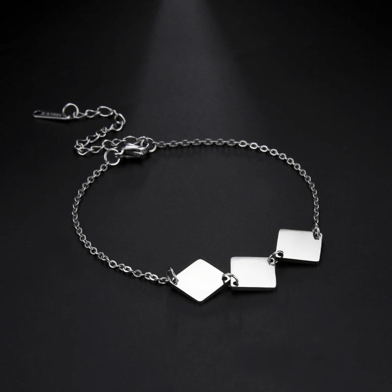Personalized Name Words Bracelet Stainless Steel Engraved Bangle Jewelry
