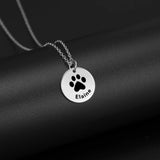 Personalized Paw Print Name Necklace For Women Dog Cat Pet Jewelry