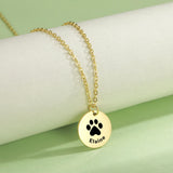Personalized Paw Print Name Necklace For Women Dog Cat Pet Jewelry