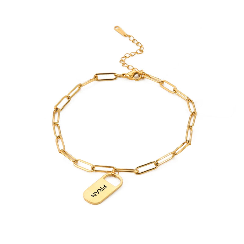 Custom Name Bracelet Stainless Steel Pendant Engraved Gift