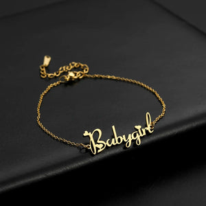 Lemegeton Stainless Steel Bracelet for Women Nameplate Jewelry