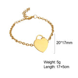 Lemegeton Love Heart Name Bracelet Stainless Steel Chain Charm Jewelry