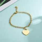 Lemegeton Love Heart Name Bracelet Stainless Steel Chain Charm Jewelry