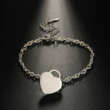 Lemegeton Love Heart Name Bracelet Stainless Steel Chain Charm Jewelry
